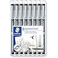 STAEDTLER 308 SB8 Pigment Liner Pens - Assorted Line Widths, Black (Set of 8)