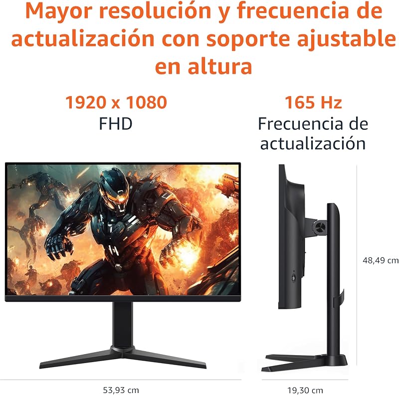 Monitor de jogos amazon basics de 24 "/61 cm, fhd 1080p, 165 hz, compatível com vesa, sincronização adaptativa, resposta de 1 ms, preto