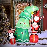 VINGLI 6FT Christmas Decorations Outdoor Inflatable Lighted Decor,Blow Up Yard Decoration with Electric Blower for Holiday Indoor Outdoor Garden Decor, Gnomes Pick Christmas Trees