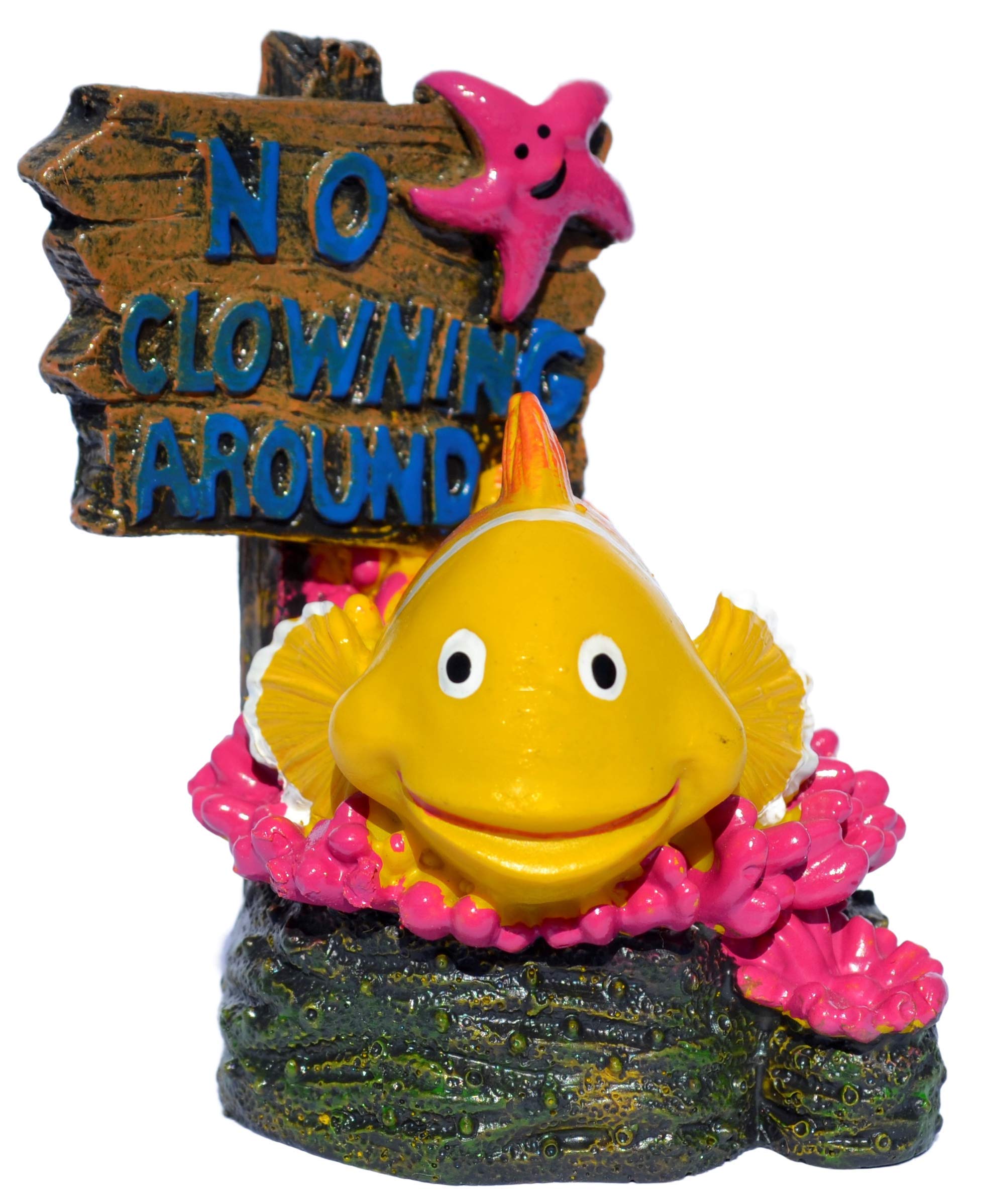 Supa No Fishing Sign, Clown Fish Aquarium/Fish Tank Ornament | Realistic Detail | Approx. 7.5cm(L) x 6.5cm(W) x 8cm(H)