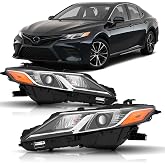 Projector Headlight Assembly Compatible with 2018-2024 Toyota Camry L LE SE | Not Fit XLE XSE Model, Driver &amp; Passenger Side Headlamps, OE Style LED Projector Headlight