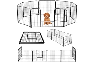 NEWBULIG Dog Playpen 8 Panels 24" Height Foldable Heavy Duty Metal Dog Exercise Playpen Puppy Fence for Indoor Outdoor Yard