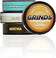 Grinds Coffee Pouches | Top 4 Flavors | Wintergreen, Vanilla, Mocha, Caramel | Tobacco Free, Nicotine Free Healthy Alternative | 1 Pouch eq. 1/4 Cup of Coffee (Top 4 Flavors)