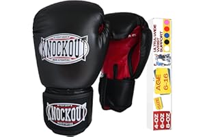 ULTIMATE KNOCKOUT Kids Boxing Gloves - Youth Training Gloves for Kickboxing, MMA - Beginner to Pro Level Heavy Bag Gloves - Home Gym Training & Sparring with Ultra Wide Wrist Support