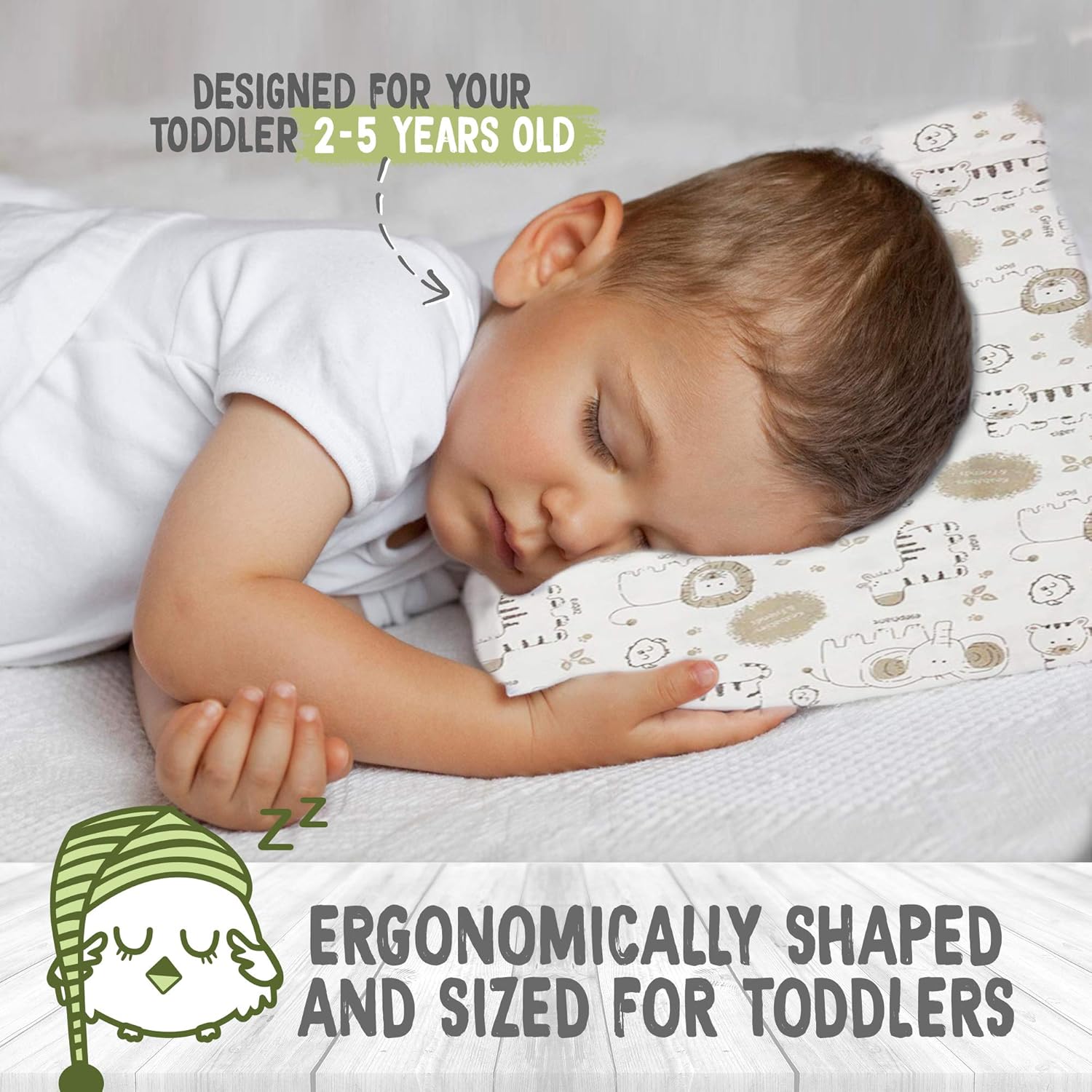 Toddler Pillow with Pillowcase - 13X18 Soft Organic Cotton Baby Pillows for Sleeping - Machine Washable - Toddlers, Kids, Infant - Perfect for Travel, Toddler Cot, Bed Set: Baby