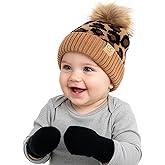 Funky Junque Cozy Infant Pom Pom Beanie & Fleece Lined Mitten Winter Set
