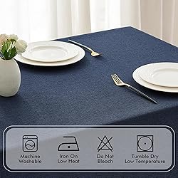 MIULEE Navy Blue Polyester Linen Rectangle