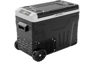 EUHOMY 12 Volt Refrigerator, 53QT(50L) Electric Cooler, Portable Freezer 12V/24V DC 100-240V AC, 12V Fridge -4℉~68℉, 12V Cooler with Wheels & 2 Baskets for Travel,Camping,Truck,Boat