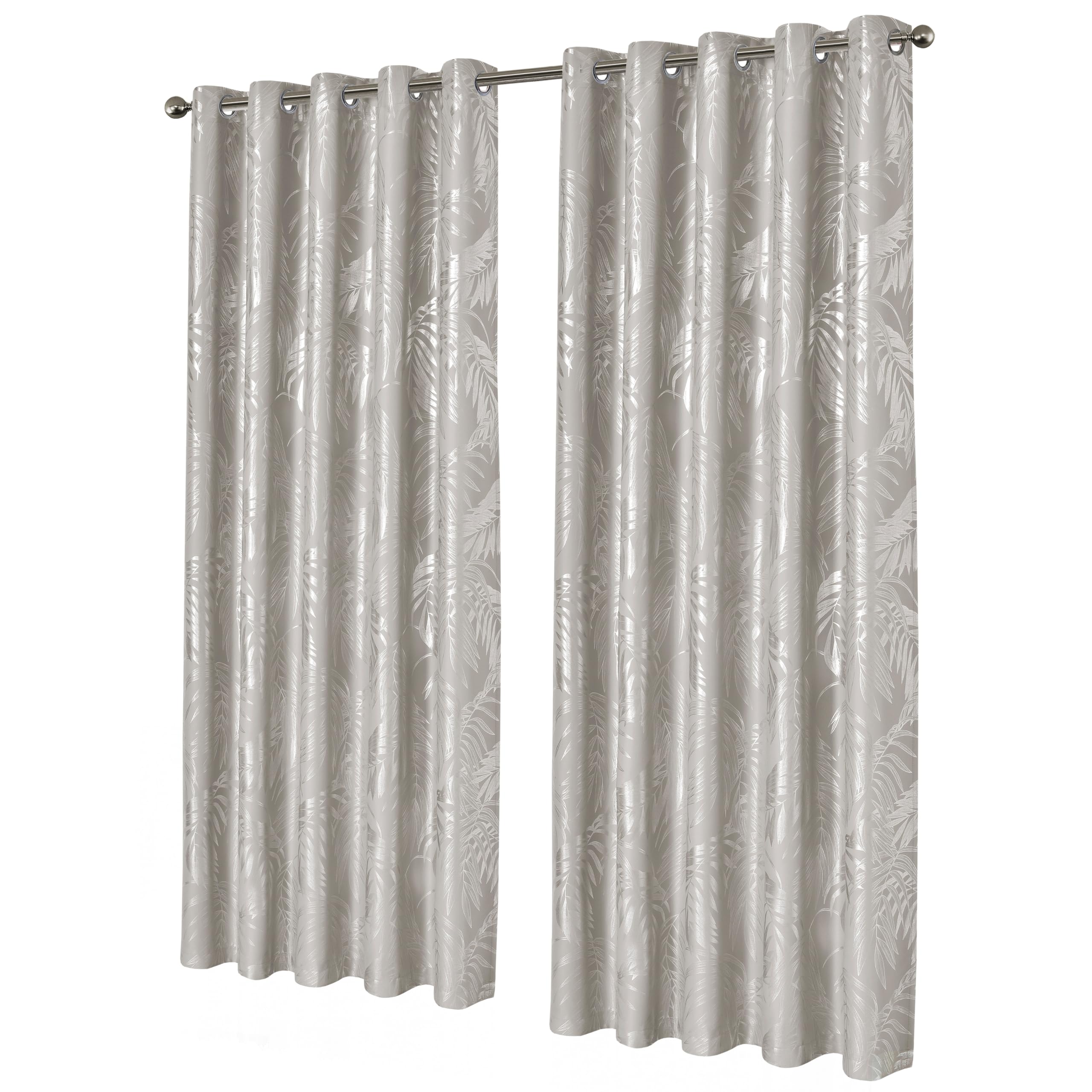 Olivia Rocco Leaf Sparkle Blackout Curtains Super Soft Thermal Insulated Ring Top Eyelet Curtain for Living Room Bedroom Drapes Window Black 2 Panels Home Decoration, Natural 66x72