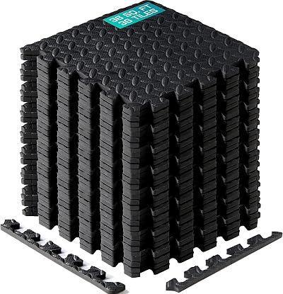 Yes4All M8RZ Interlocking EVA Foam Mats with Border Black 36 Tiles