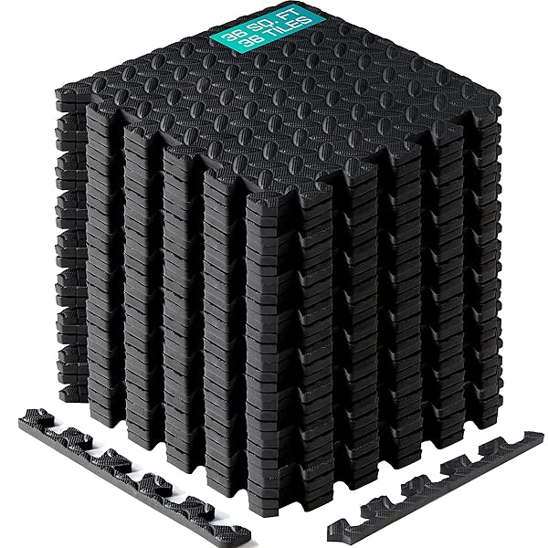 YES4ALL INTERLOCKING EXERCISE FOAM MATS WITH BORDER –...