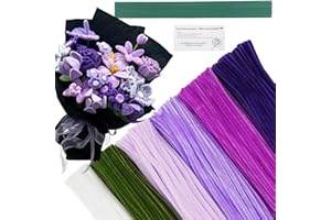 AHAMETON 620 Pieces Purple Pipe Cleaners Craft Set, 600 Pcs Chenille Stems with 20 Pcs Flower Stems, Craft Supplies Bulk for DIY Art and Craft Projects Creative Gift Wrapping Party Decorations(Purple Series)