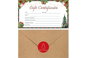PINKEESEA 30 Pack Gift Certificates for Business with 30 Kraft Envelopes 30 Stickers for Holiday Christmas Small Business Restaurants Spa Beauty Makeup Hair Salon