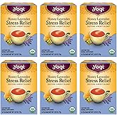 Yogi Tea Honey Lavender Stress Relief Tea - 16 Tea Bags per Pack (6 Packs) - Organic Chamomile Lavender Tea - Includes Lemon 