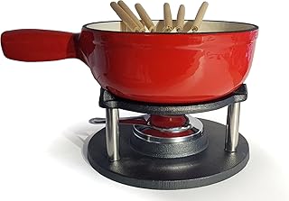osoltus BBQ Gusseisen Fondue Käsefondue Emaille beschichtet rot