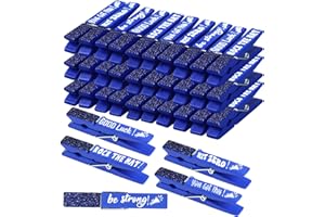 Kigeli 30 Pcs Spirit Clips Cheer Pins Cheerleader Gifts Clothes Pins for Backpacks Competition Glittered for Team Cheer Gifts Stuff Supplies Party Favors Accessories Bulk(Blue,Shiny)