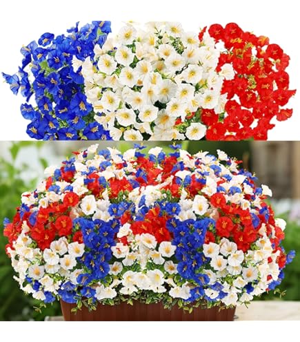 Amazon.com: 12 Pcs Red White Blue Artificial Flower Outdoor UV