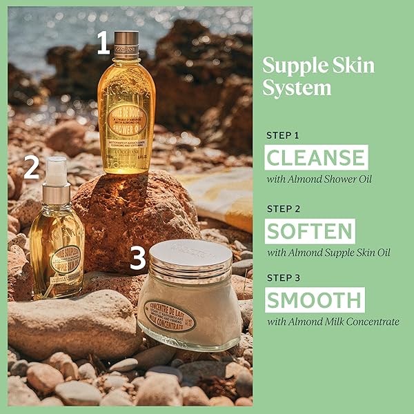 L’OCCITANE CLEANSING & SOFTENING ALMOND SHOWER OIL. 8.40 FL OZ
