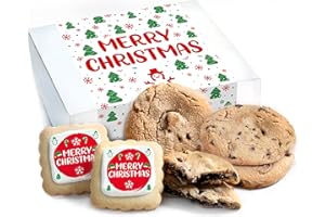 OMCOOKIE Merry Christmas Chocolate Chip Cookies Gift Basket Assortment For Men Women Kids | INDIVIDUALLY WRAPPED | Large Cookies
