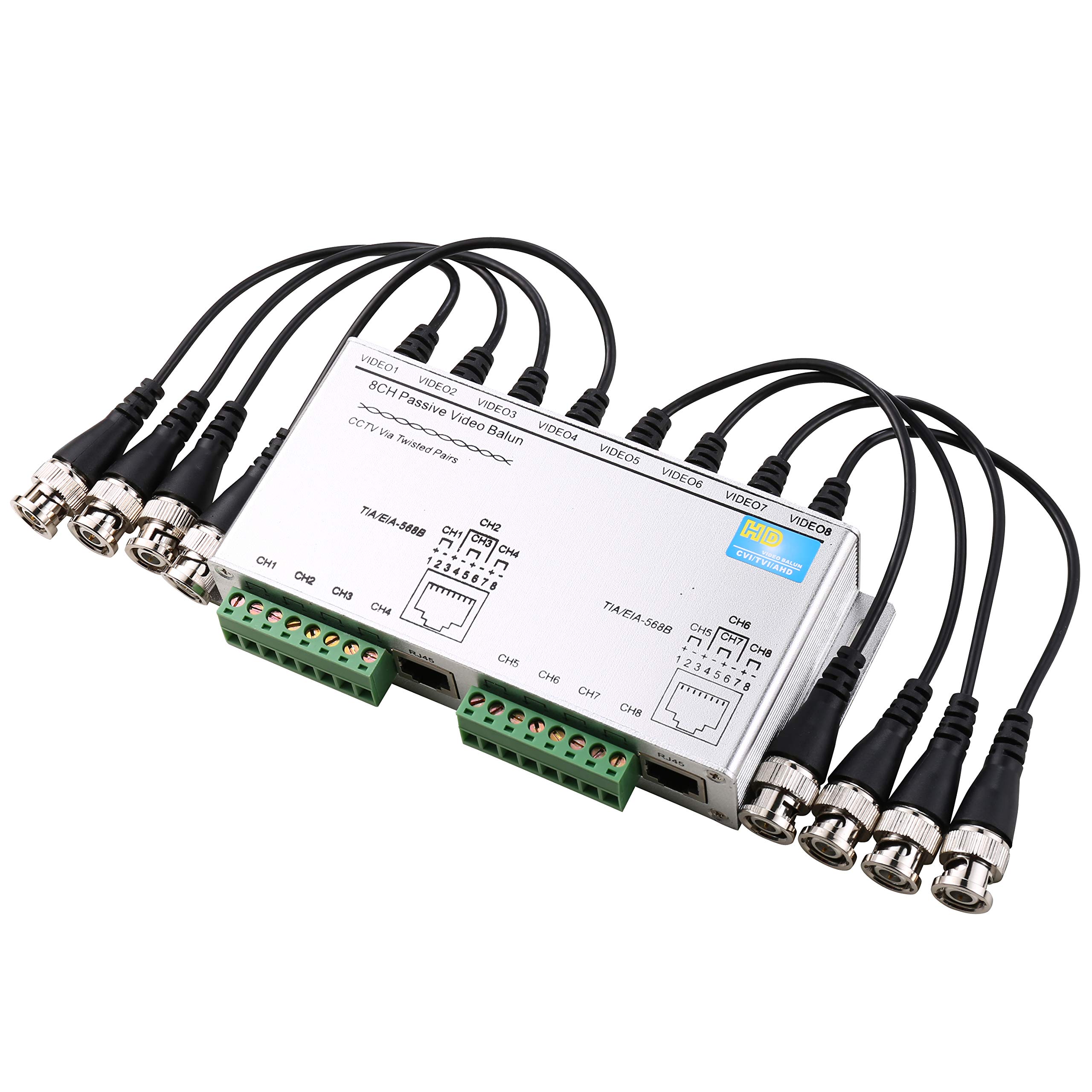 UHPPOTE 8CH HD CVI/TVI/AHD Passive Video Balun BNC Male To UTP Cable For CCTV System