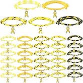 Tondiamo 30 Pcs Yellow Ribbon Pin Bring Them Home Cancer Awareness Bracelets Bulk Hostage Support Our Troops Accessories Adjustable Yellow Ribbon Bracelets for Sarcoma Charity Donation Event Gift
