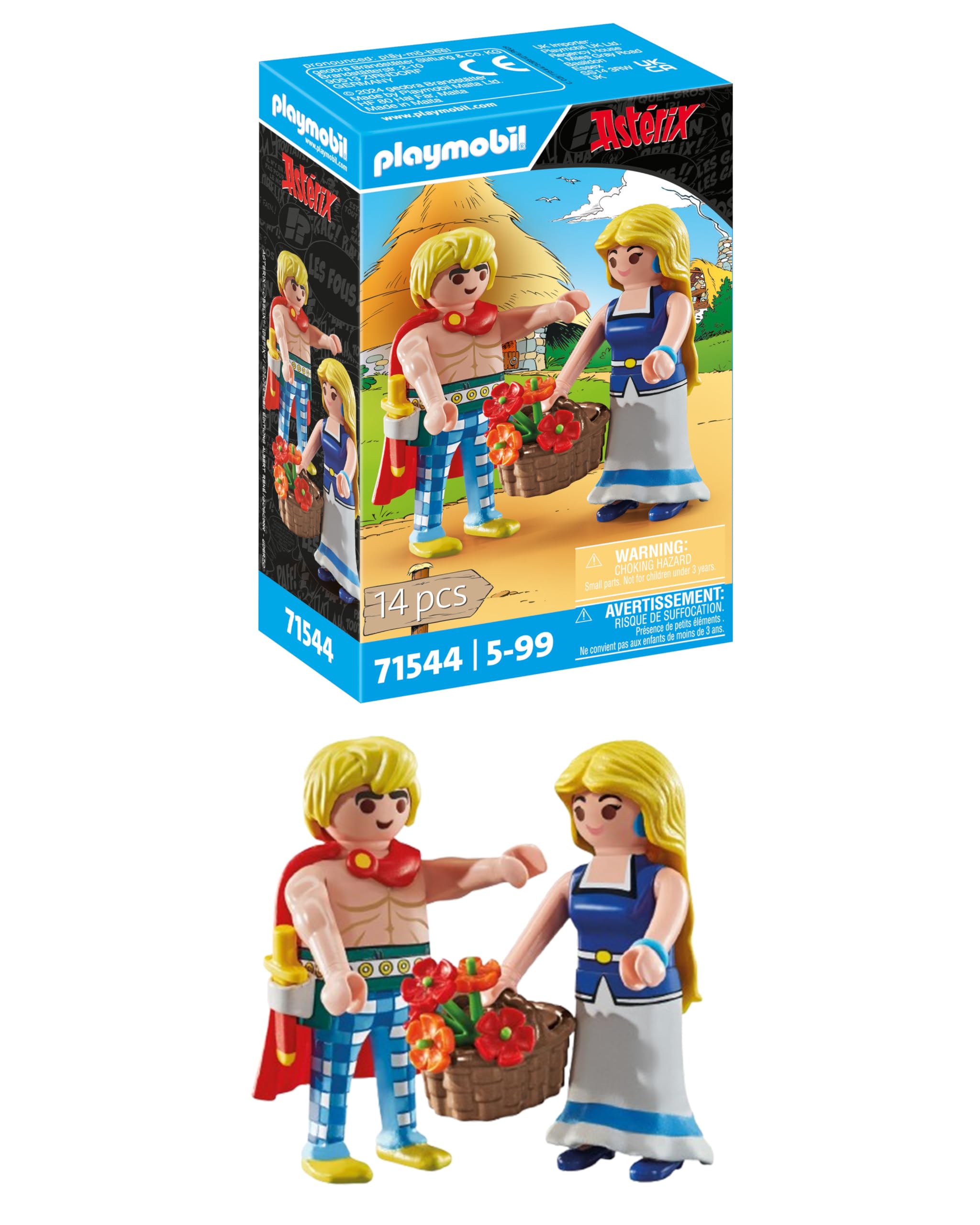 Playmobil 71544 Asterix: Tragicomix and Panacea, beloved couple from the Asterix universe, including bouquet of flowers, sword, and more, imaginative play sets suitable for children ages 5+