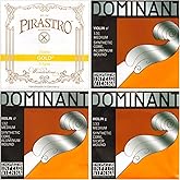 JSI Special 4/4 Violin String Set: Gold Label Loop-End E & Dominant A, D, and G Strings - Medium Gauge