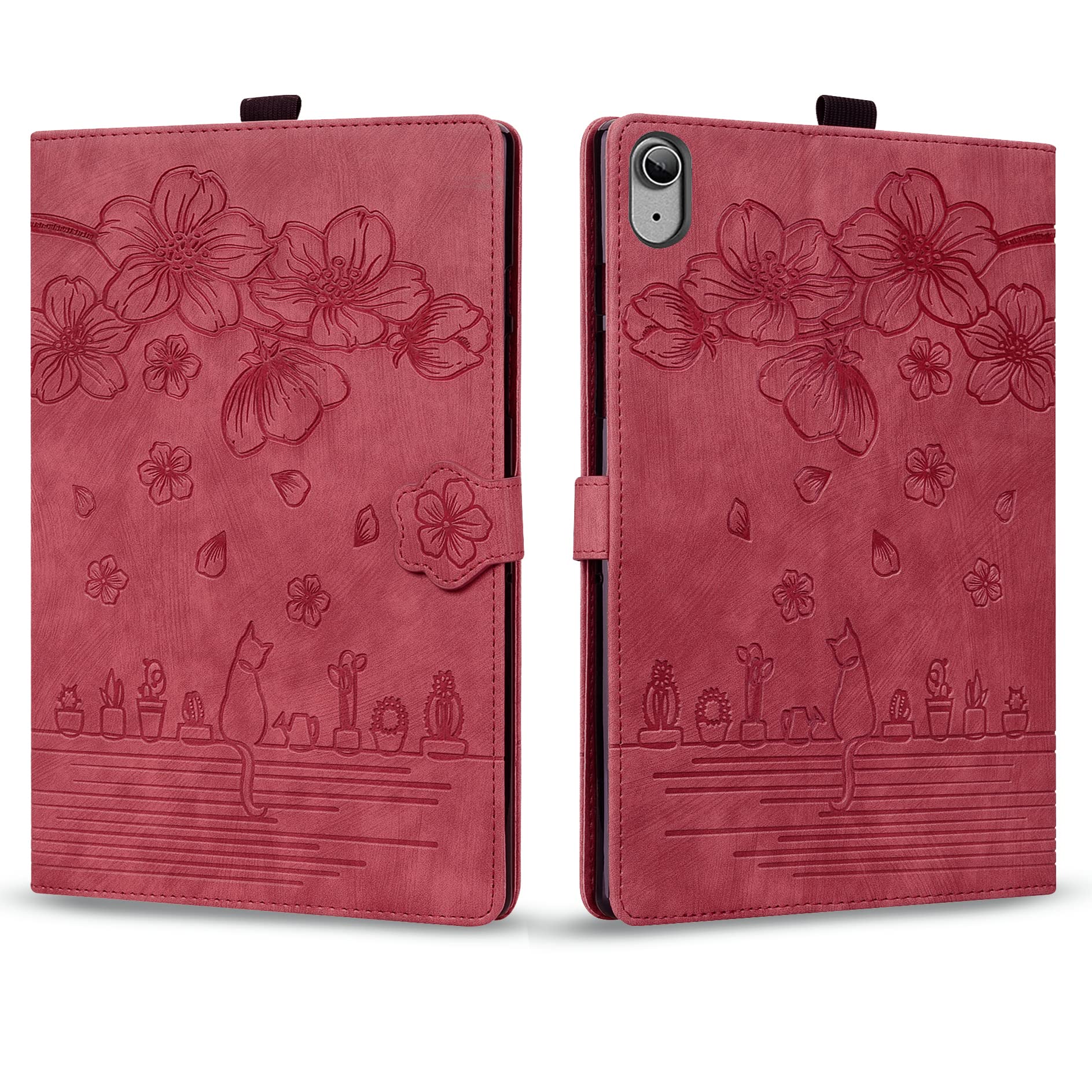Rosbtib Case for iPad 10th Generation 2022, PU Leather Flip Cover with Card Slots, Red