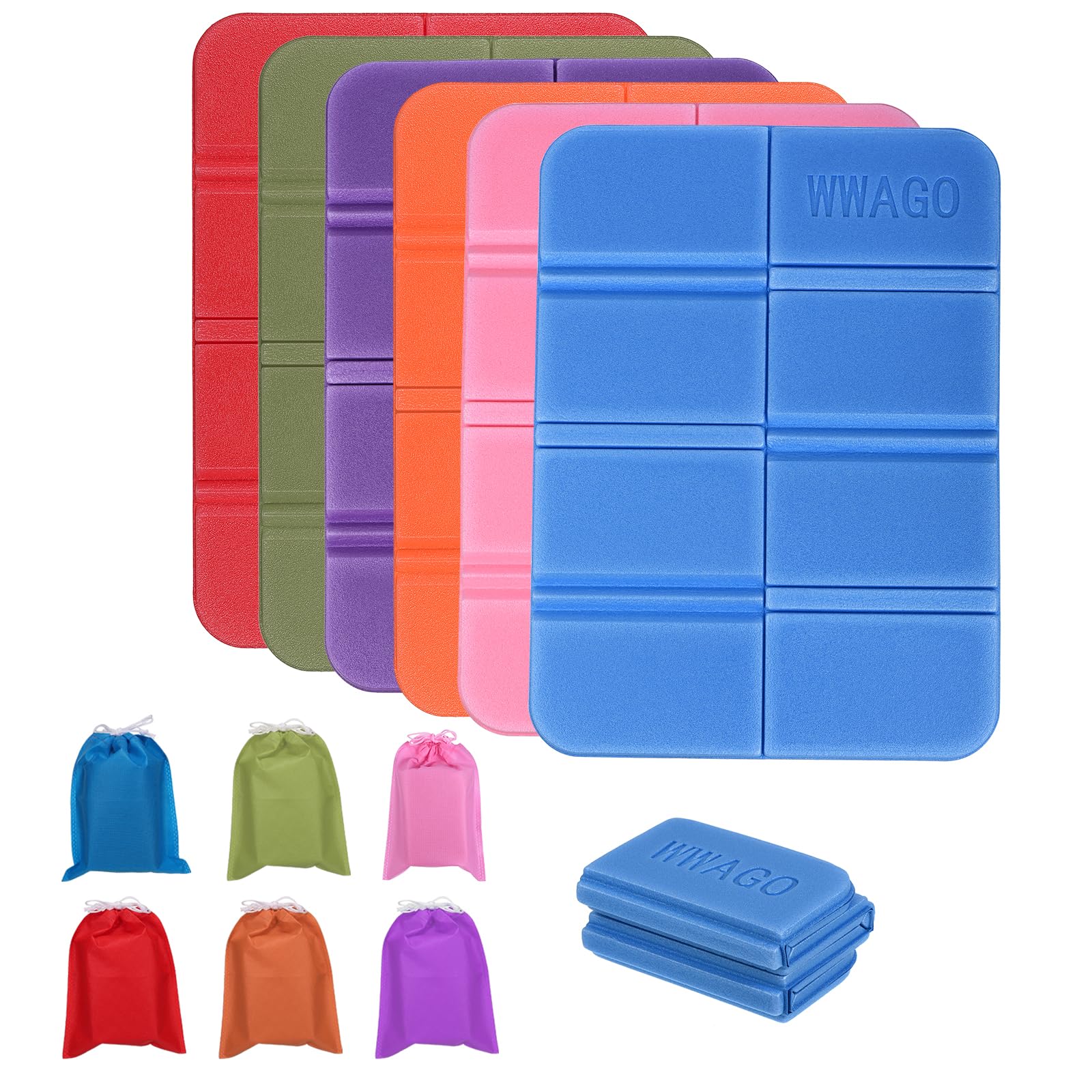 PATIKIL Foldable Cushion Seat, 6 Pack Camping Sitting Pad 15"x11" Small Waterproof XPE Foam Outdoor Sitting Mats for Picnic Hiking Stadium Travel, 6 Colors