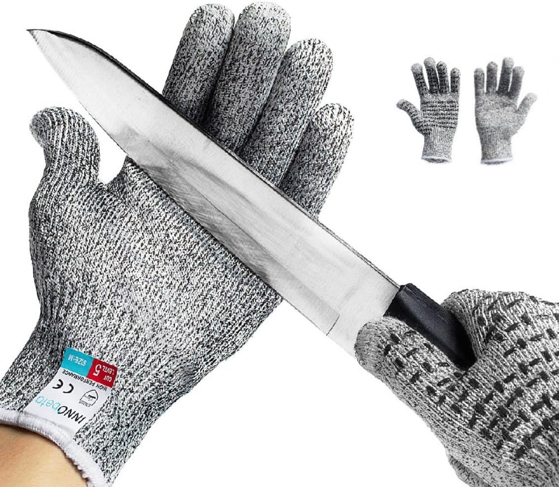 Cut Proof Gloves,InnoBeta Cut Resistant Safety Work Gloves,Kitchen Gloves,Touchscreen,Non-slip,for Hand Protection,Sharpening Knives,Repairing work-High Performance Level 5 Cut Protection (S)