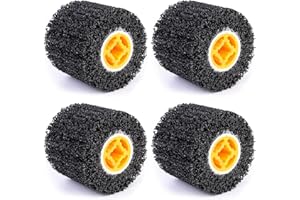 SHITIME 4 Pcs Abrasive Drawing Wheel Surface Conditioning Tool, 4.5" x 4" Wire Wheel Burnishing Tool for Metal Polishing Paint, Rust, Oxidation - 3/4" Quad Keyway for Hand held Polishing Machine(4)