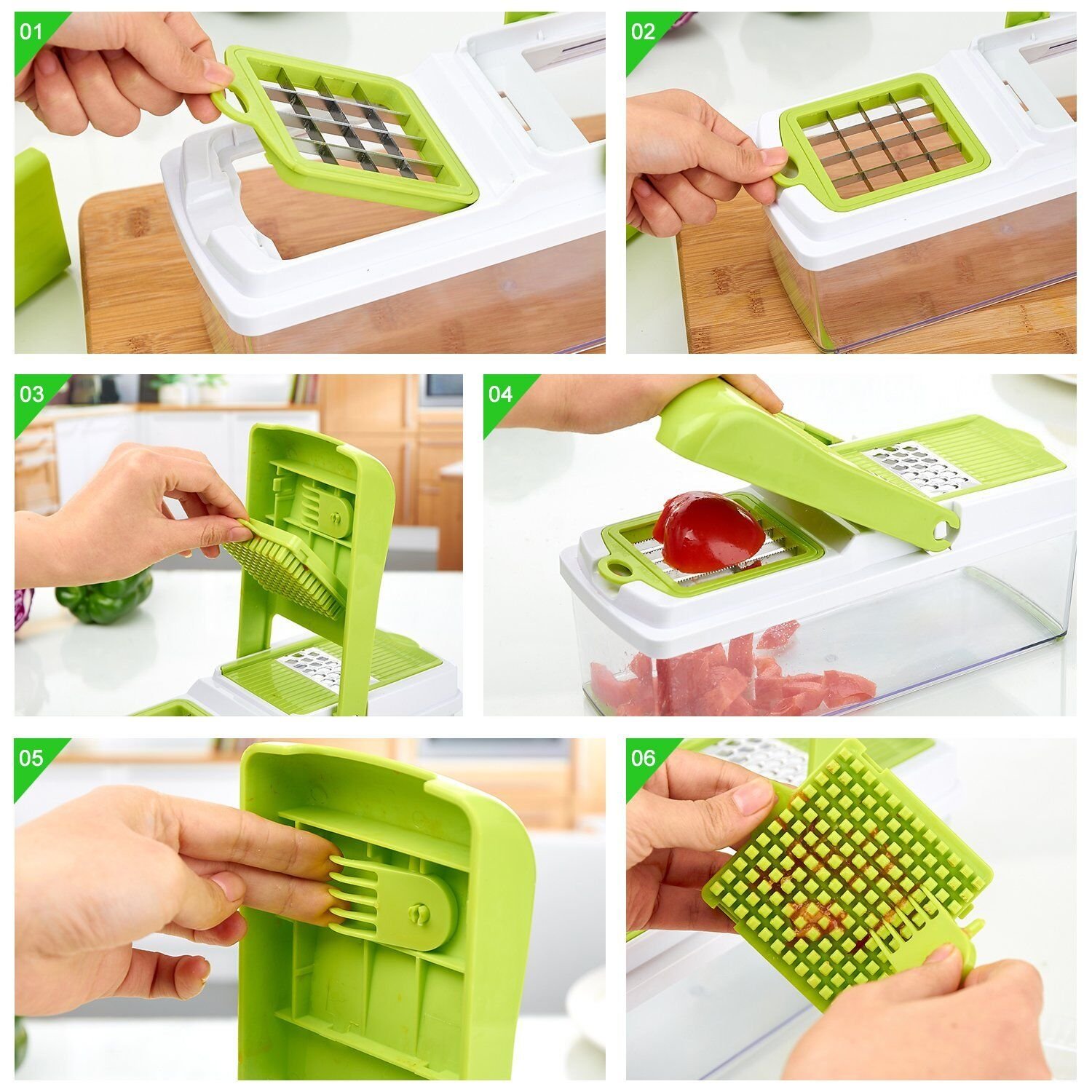 Vegetable Slicer Dicer WEINAS Food Chopper Cuber Cutter, Cheese Grater