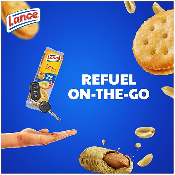 LANCE SANDWICH CRACKERS, TOASTY PEANUT BUTTER, 20 INDIVIDUALLY WRAPPED PACKS, 6 SANDWICHES EACH