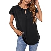 Blooming Jelly Womens Short Sleeve Dressy Casual Top Summer Puff Sleeve Shirt Smocked Cuffs Blouse
