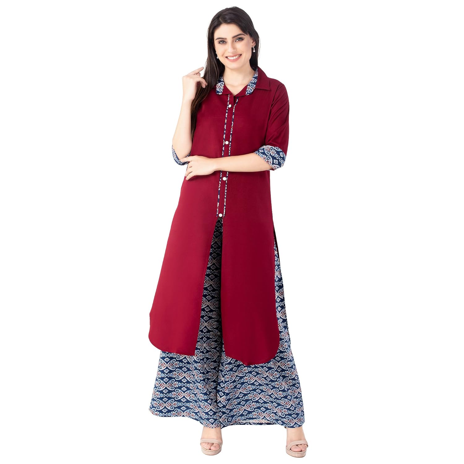 khushal women's rayon kurta with palazzo