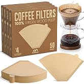 200 Count #4 Cone Coffee Filters, Unbleached Natural Paper Coffee Filters for 8&ndash;12 Cup Coffee Makers, Disposable #4 Cone Filters Compatible with Ninja Cuisinart, Drip Coffee Maker &amp; Pour Over Brewers