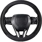 SEG Direct Steering Wheel Cover for Car, Standard Size 14.5-15 inch, Auto Interior Accessories, Plush Warm Velvet, Summer Winter, Black