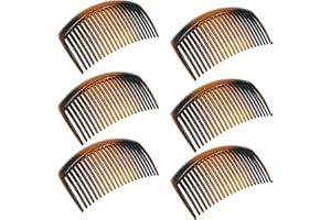 6 Pieces Plastic Side Hair Twist Comb French Twist Comb Hair Clips with Teeth, lyfLux Curved Tortoise Shell Decorative Hair C