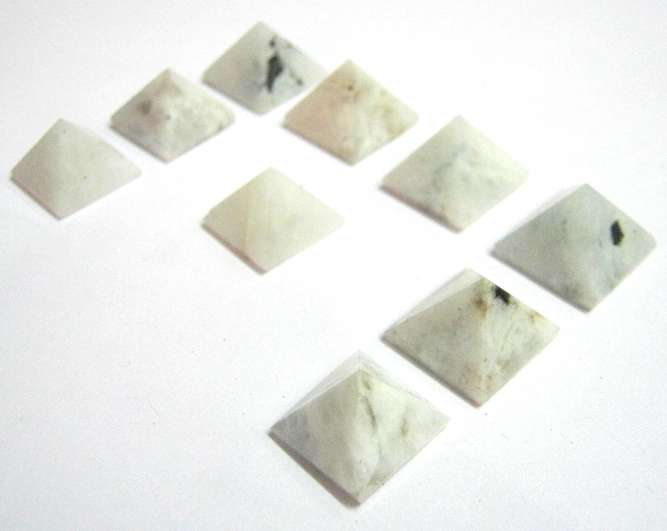 Nine Rainbow Moonstone Pyramids Lot Bagua Home Office Gift Positive Energy Gemstone Crystal Healing Reiki Feng Shui Wellness