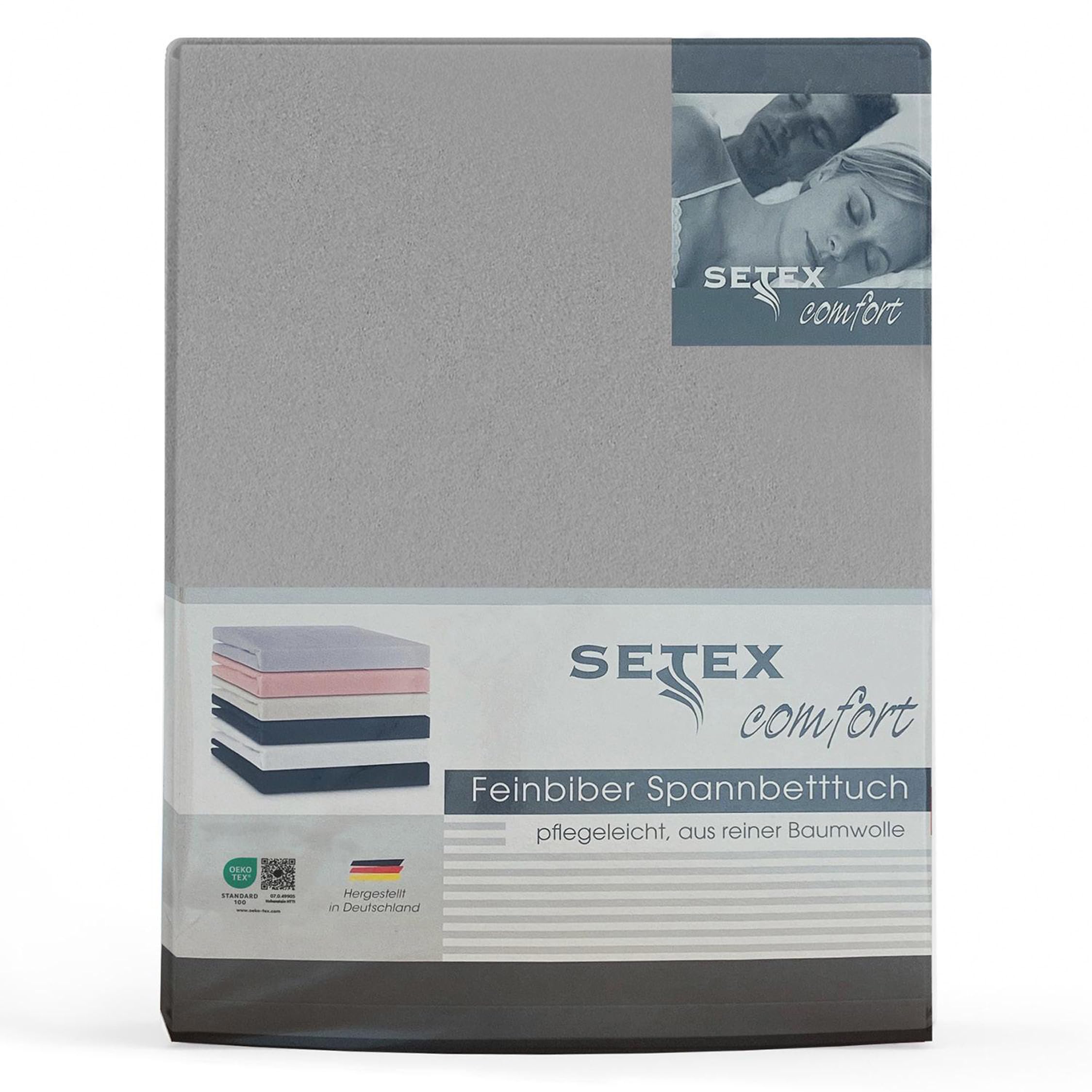 SETEX - Flannelette Bed Sheet with Elastic Band Cuddly Soft - Flannelette Fitted Sheet Made of 100% Cotton with All-Round Elastic Band - Bed Sheet 90 x 200 cm Silver