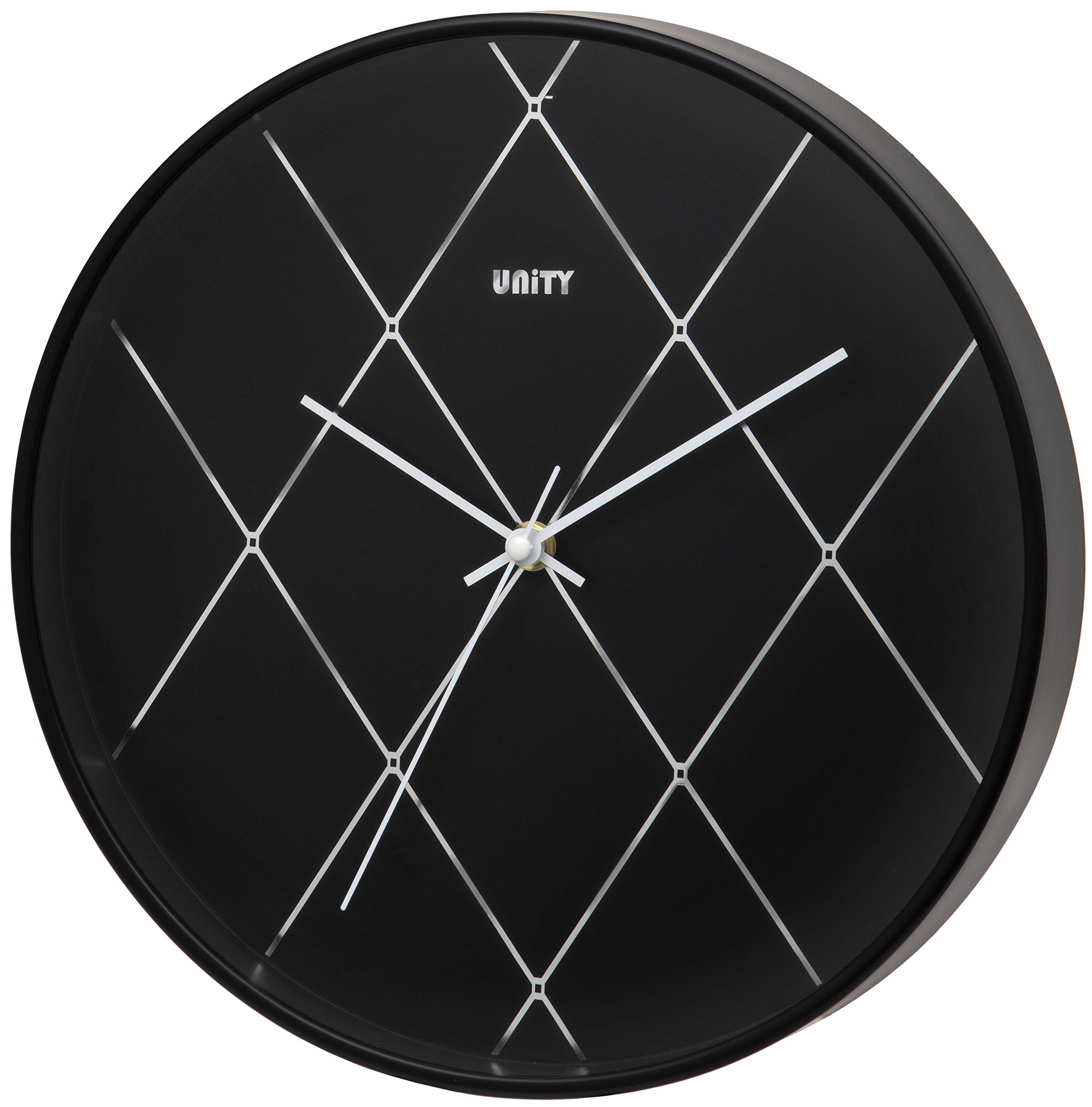 Unity Wall Clock, Diamond Effect, Black, Silent Sweep, 30cm / 12-Inch