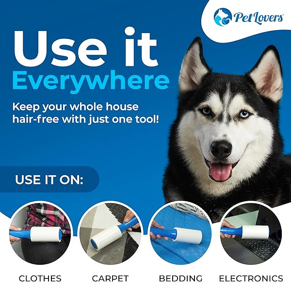 PETLOVERS EXTRA STICKY LINT ROLLER ULTIMATE VALUE SET 800 SHEETS FOR PET HAIR REMOVAL, DOG AND CAT LINT REMOVER 8 PACK
