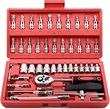 EGOFINE 46 Piece 1/4 Inch Drive Socket Set with Case and Quick Release Ratchet view 1