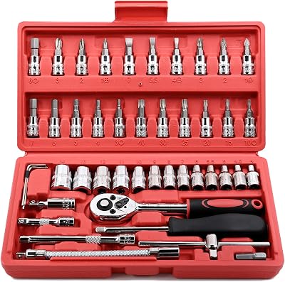 EGOFINE 34 Pieces 3/8 Inch Drive Socket Set with Ratchet Extension Case