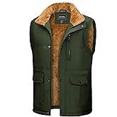 CRYSULLY Men's Winter Outerwear Vests Fleece Lined Sleeveless Jackets Warm Quilted Puffer Vest Casual Sherpa Outdoor Vest