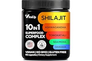 VitaUp Shilajit Capsules 10 in 1 with Kava Kava - USA Made Himalayan Shilajit for Men with Tongkat Ali, Ashwagandha, Kava Kava for Energy & Immunity Support - 90 Count