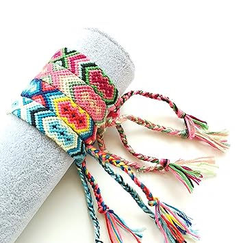 FISHSHOP Gewebt Armband 4 Stück Handgefertigt Verschiedene Bunte Geflochtene Zarte Armband Ausgefallene Design Freundschaft A