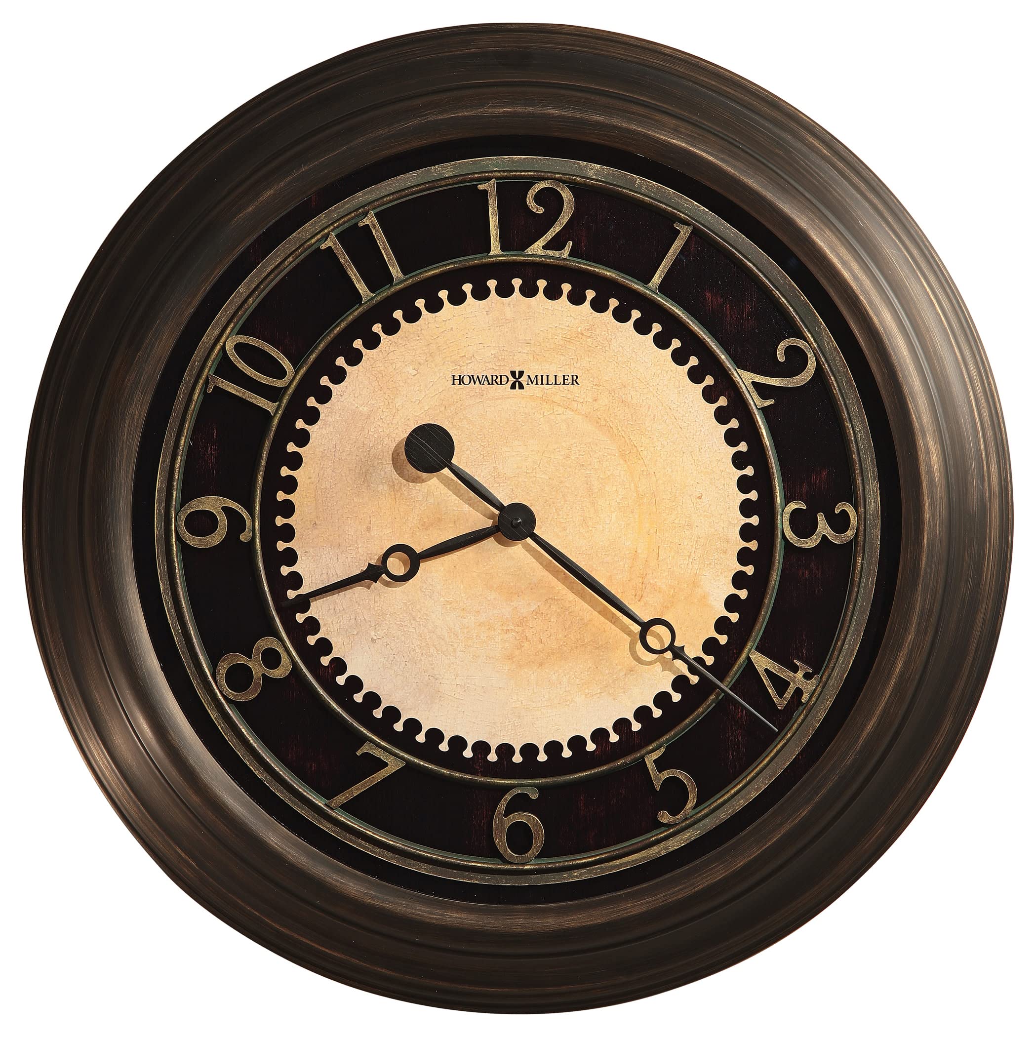 Howard Miller Chadwick Wall Clock 625-462 – 25.5” Antique Brushed Brass Home Decor with Quartz Movement