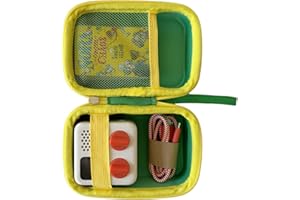THISNESS Hard Travel Case for Yoto Mini Player with Pouch Hold up to 20 Yoto Cards Boys Girls EVA Hard-Shell Carrier Kids Protective Storage Holder, Green and Yellow(Case Only)