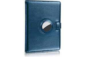 VNUVCOE Airtag Passport Holder Cover Wallet with Airtag Travel Wallet Accessories Case with Credit Card Holders and Vaccine Card Holder Combo for Men Women (Blue)